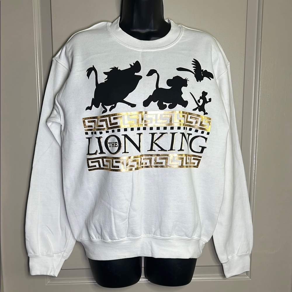 White and Black Long Sleeve Tee with Silhouette Design